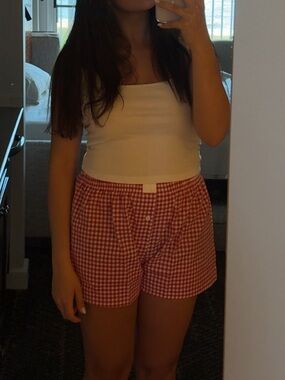 Red Gingham Cotton Boxer Shorts